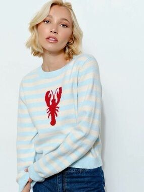 Lobster Graphic Striped Knit Sweater NWT | Pretty Garbage | M
